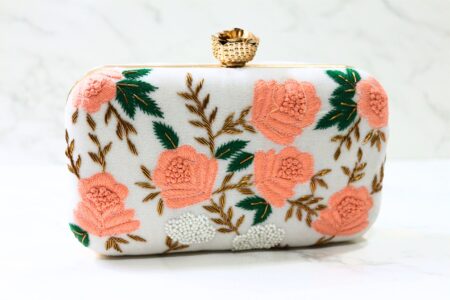 Embroidered rectangular clutch