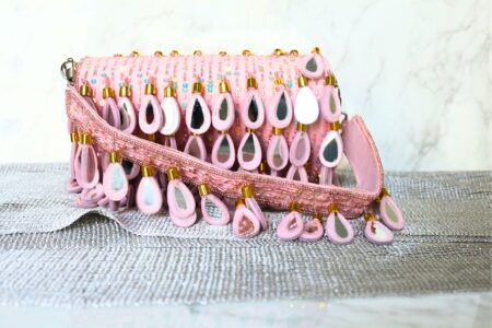 Pink flap bag mirrored