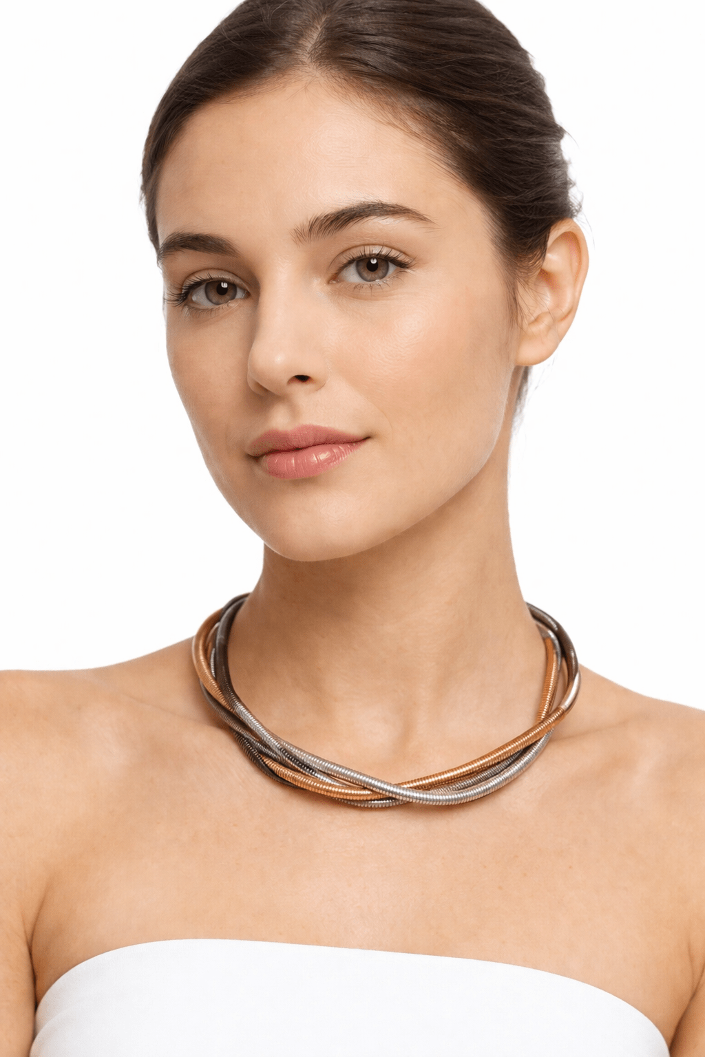 Twisted dual shade necklace