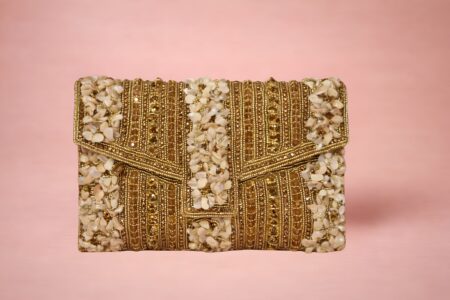 Pink Hand clutch embroidered
