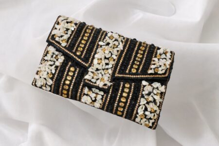 Black Hand clutch embroidered